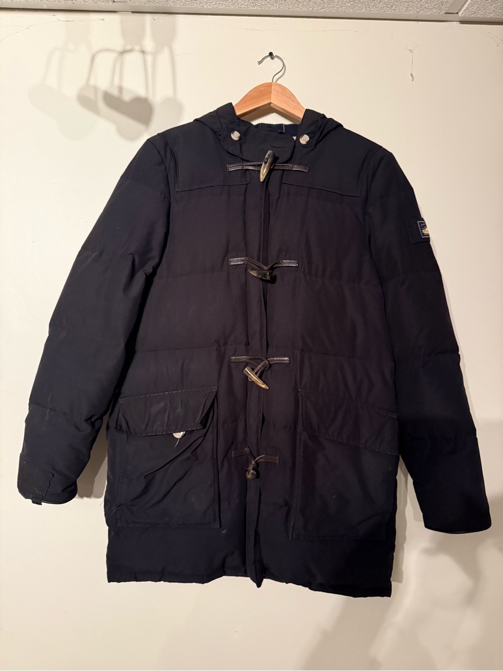 Women's M Black Hooded Toggle Puffer Coat